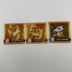 1999 Pokemon ArtBox Stickers Series 1 Rapidash #78 Magmar #126 Cubone #104 Lot - Image 1