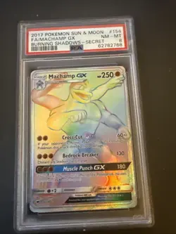 Pokemon BURNING SHADOWS MACHAMP GX #154 SECRET RARE HOLO FOIL PSA 8 NM-MT - Image 1