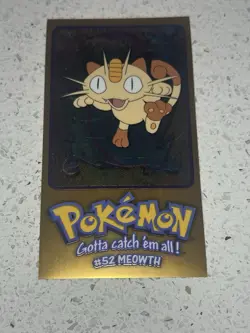 Pokemon Topps #52 MEOWTH Chrome 1999 Series 1 5of5 Card TV Animation Edition LP - Image 1