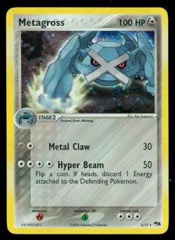 Pokemon METAGROSS 2/17 Promo Card POP Series 1 - HOLO - MOD PLAY & CREASED - Image 1