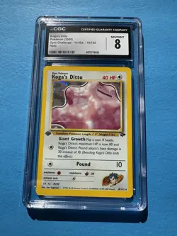 CGC 8 Koga's Ditto 2000 Gym Challenge 1st Edition 10/132 Holo Pokemon Card - Image 1