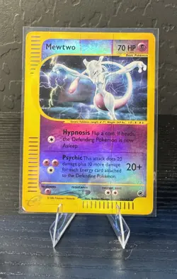 Pokemon TCG: Mewtwo Rare Reverse Holo Expedition E-Reader #20/165 DMG.- 2002 - Image 1