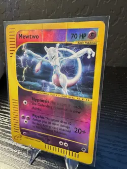 Pokemon TCG: Mewtwo Rare Reverse Holo Expedition E-Reader #20/165 DMG.- 2002 - Image 2
