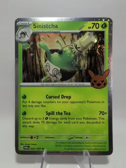 Sinistcha 022/167 Cosmos Holo Rare Swirl Trick or Trade 2024 Holo Pokemon TCG - Image 1