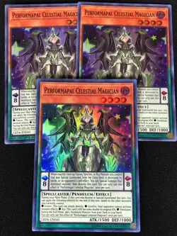 YUGIOH PERFORMAPAL CELESTIAL MAGICIAN LED6-EN045 1ST SUPER X3 (NM) - Image 1