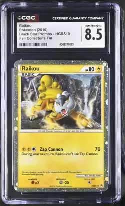 CGC 8.5 Raikou 2010 Black Star Promos HGSS19 Fall Collector's Tin Pokemon Card - Image 1