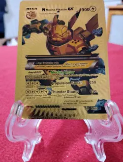 Pokemon Mega Mecha Pikachu EX Gold Foil Fan Art Card- NM - Image 1