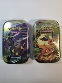 x2 Pokemon Prismatic Evolutions Mini Tin UMBREON/ Flareon TCG Card New Sealed ?? - Image 1