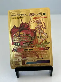 Pheromosa & Buzzwole GX Tag Team Metal Gold Foil Pokemon Card Fan Art Card ￼ - Image 1