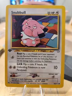 SNUBBULL 1ST EDITION NEO GENESIS SET POKEMON CARD 74/111 LP! - Image 1