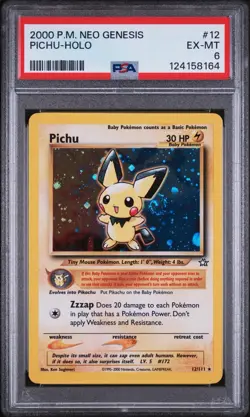 PSA 6 EX-MT Pichu Neo Genesis Holo Rare Pokemon Card 12/111 (Swirl!!) - Image 1