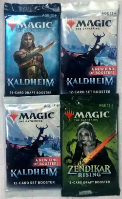 Magic The Gathering Lot of 4 Sealed Booster Pks Zendikar ~ Kaldheim ~ NEW SEAL - Image 1
