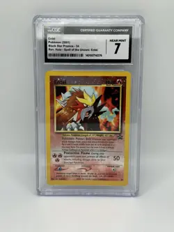 CGC 7 NM-MINT Entei # 34 REVERSE HOLO Black Star Movie PROMO Pokemon Card - Image 1