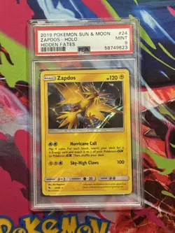 2019 Pokemon Sun & Moon Zapdos 24/68 Holo Rare Hidden Fates MINT PSA 9 - Image 1
