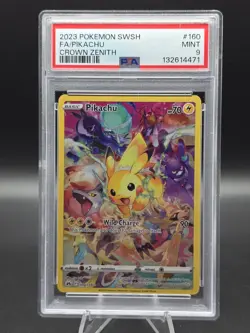 2023 POKEMON SWORD & SHIELD CROWN ZENITH #160 FULL ART/PIKACHU PSA 9 - Image 1