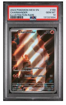 2023 POKEMON MEW EN-151 ILLUSTRATION RARE #168 CHARMANDER PSA 10 - Image 1