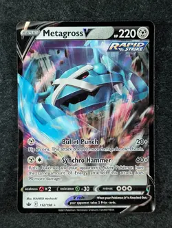 2021 Pokemon METAGROSS V #112/198 Chilling Reign Ultra Rare Metal English - Image 1
