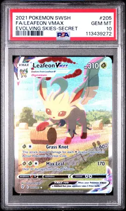 2021 POKEMON SWORD & SHIELD EVOLVING SKIES SECRET FULL ART/LEAFEON VMAX PSA 10 - Image 1