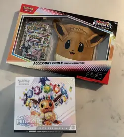 Pokemon Factory Sealed Prismatic Evolutions ETB and Eevee Accessory Pouch New - Image 1