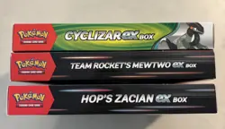 Pokemon TCG 3 Factory Sealed EX Box Hops Zacian & Cyclizar & Team Rockets Mewtwo - Image 3