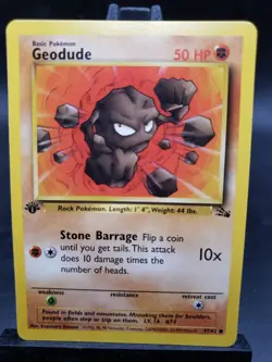 Geodude 47/62 Pokemon Card TCG 1st Edition Fossil Common NM LP - Image 1