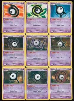 Vintage Pokemon Card lot! - 9 DPP Era Unown Cards! All Unown A-C-D-K-M-N-O-S-X - Image 2