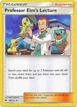 POKEMON CARD PROFESSOR ELM'S LECTURE TRAINER 188/214 SUPPORTER POKEMON TCG CCG - Image 1