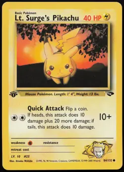 Lt. Surge's Pikachu [1st Edition] #84 Gym Challenge Pokemon Card - Image 1