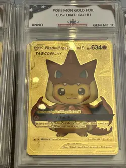 Lot of 9 Graded GEM MT 10 “Pokemon Gold Foil CUSTOM”Cards - Charizard/Pikachu - Image 2