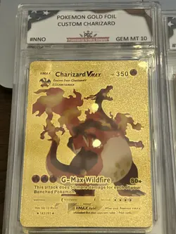 Lot of 9 Graded GEM MT 10 “Pokemon Gold Foil CUSTOM”Cards - Charizard/Pikachu - Image 3