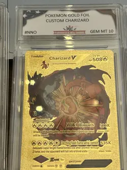 Lot of 9 Graded GEM MT 10 “Pokemon Gold Foil CUSTOM”Cards - Charizard/Pikachu - Image 5