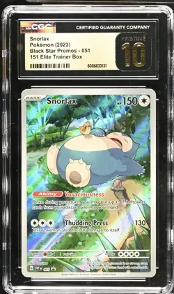 CGC 10 PRISTINE Snorlax 2023 Black Star Promos 051 Pokemon Card - Image 1