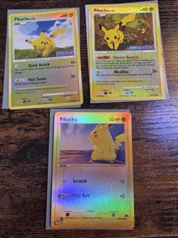 Pokemon Pikachu Card Lot 70/100, 94/123 & 72/100 Reverse Holo Lot. Ships free! - Image 1