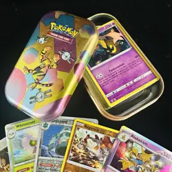 Pokemon Tin Card Lot - 1 Tin + 50 Cards + 5 Holos - TCG Pokemon Cards - Image 2