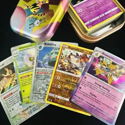 Pokemon Tin Card Lot - 1 Tin + 50 Cards + 5 Holos - TCG Pokemon Cards - Image 3