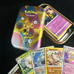 Pokemon Tin Card Lot - 1 Tin + 50 Cards + 5 Holos - TCG Pokemon Cards - Image 5