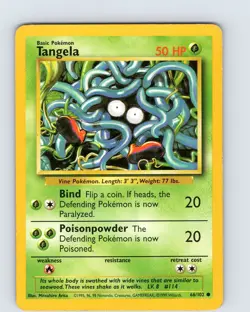 Pokemon TCG Tangela Base Set 66/102 Unlimited Common Card WOTC Played LP - Image 1