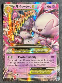 M Mega Mewtwo EX 64/162 - Pokemon XY BREAKthrough Ultra Rare Holo TCG Card MP/HP - Image 1