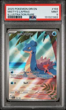 Pokemon TCG Misty's Lapras Destined Rivals 194 PSA 9 DRI EN Illustration Rare - Image 1
