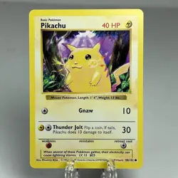 Pokemon Pikachu Card Yellow Cheeks Shadowless 58/102 Base Set - Image 1