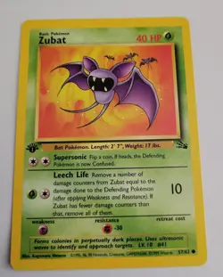 Pokemon TCG Zubat Fossil 57 Regular 1st Edition Common LP/NM - Image 1