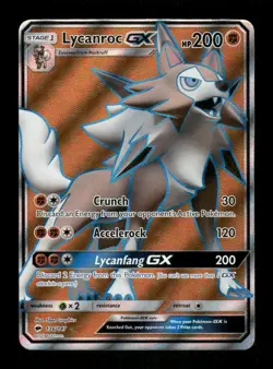Pokemon Lycanroc GX (Full Art) Ultra Rare SM - Burning Shadows 136/147 NM - Image 1