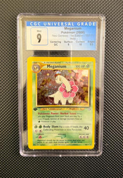 Meganium Pokemon 2000 Neo Genesis 1st Edition 10/111 Holo CGC 9 Min - Image 1