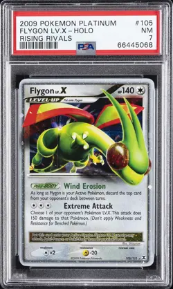 2009 POKEMON PLATINUM RISING RIVALS #105 FLYGON LV.X-HOLO PSA 7 - Image 1