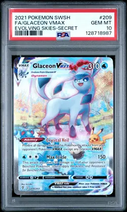 2021 POKEMON SWORD & SHIELD EVOLVING SKIES SECRET FULL ART/GLACEON VMAX PSA 10 - Image 1
