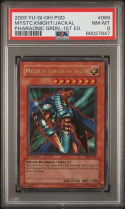 Yugioh Mystical Knight of Jackal PGD-069 Ultra rare Oldschool PSA 8 NM-Mint - Image 1