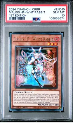 Yu-Gi-Oh! Maliss P White Rabbit CRBR-EN015 Crossover Breakers 1st Ed. PSA 10 - Image 1