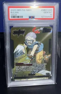 2025 DRAGON BALL SUPER CARD GAME FUSION WORLD MANGA BOOSTER 01 GOLD BULMA PSA 10 - Image 1