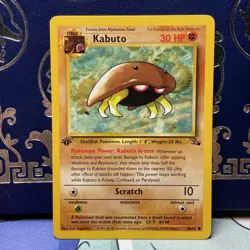 Kabuto Fossil 1st Edition Pokemon TCG Common Card 50/62 LP + - Image 1