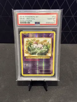 2016 Pokemon XY Evolutions Mew Reverse Holo Card 53/108 PSA 10 GEM MINT - Image 1